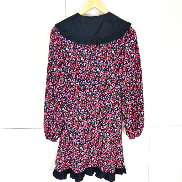 Topshop Red & Pink Floral Peter Pan Collar Dress Size UK 10 Ditsy Shift Smock - Picture 2 of 10